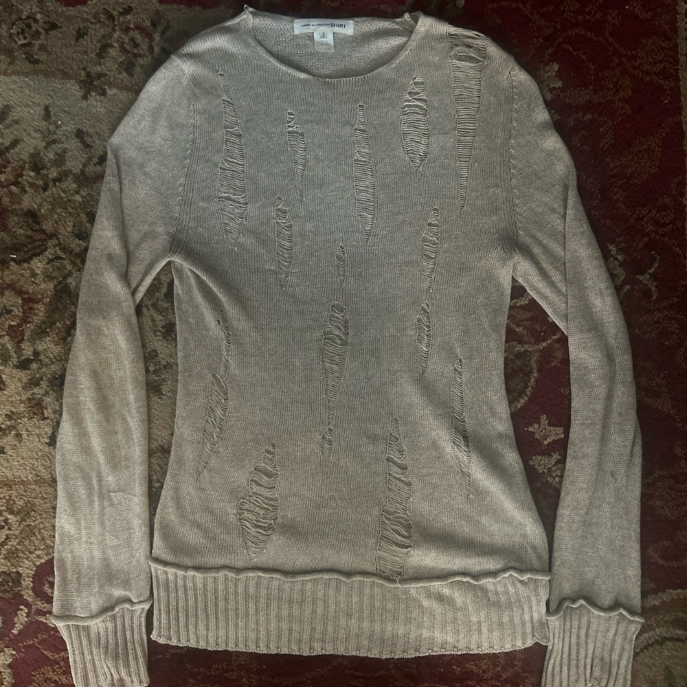 Comme Des Garçons Shirt 2017 Distressed Knit Sweater